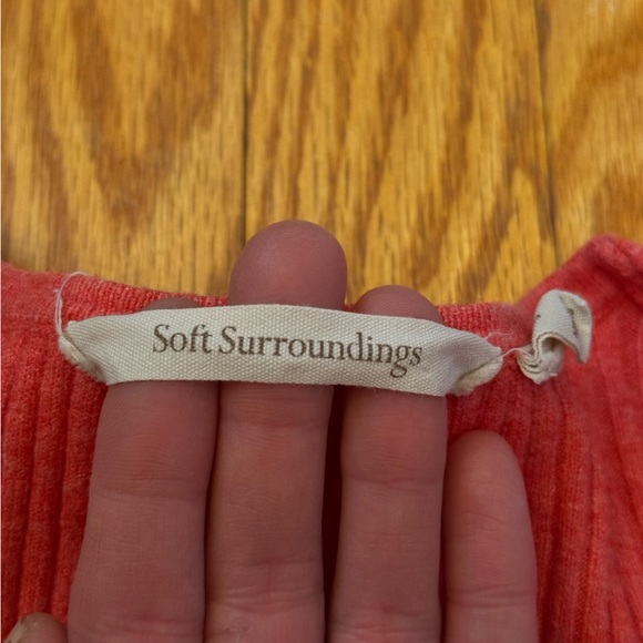 Soft Surroundings Red Ribbed Wrap Sweater Women’s Size Small - Picture 8 of 13